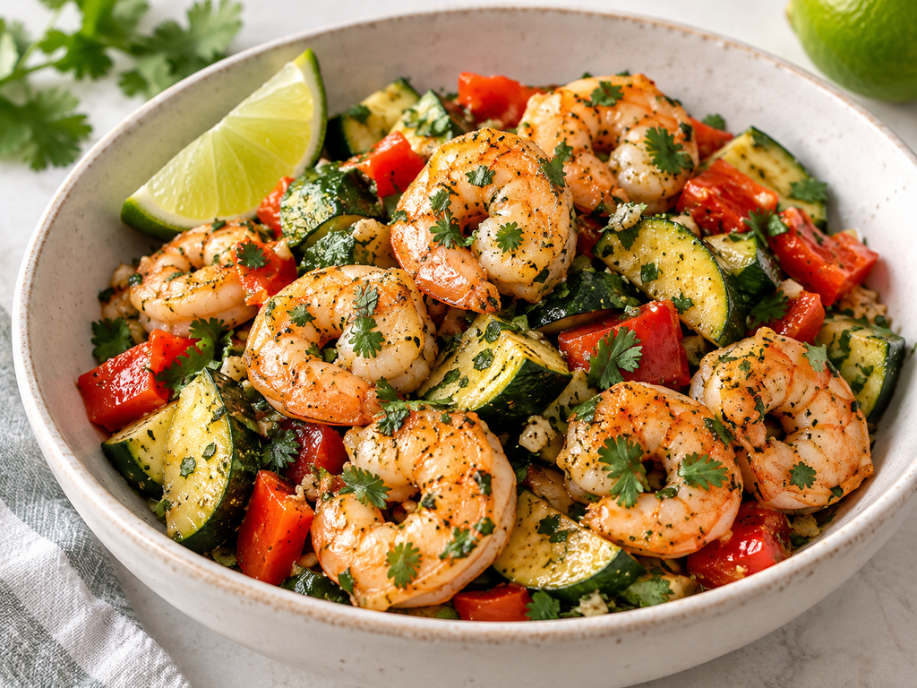 Cilantro Lime Shrimp & Zucchini Bowl