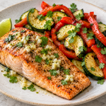 Lime Garlic Salmon with Zucchini & Cilantro