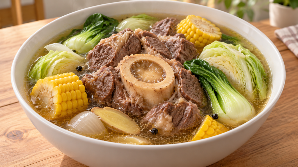 Filipino Bulalo with Corn and Greens