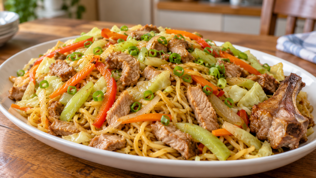 Home-style pork and vegetable pancit