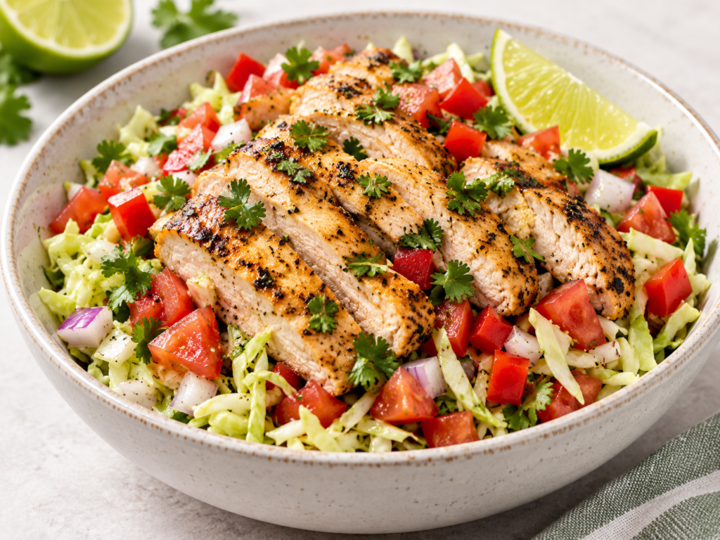 Cilantro Lime Chicken Cabbage Bowl