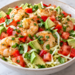 Garlic Lime Shrimp with Cabbage & Avocado