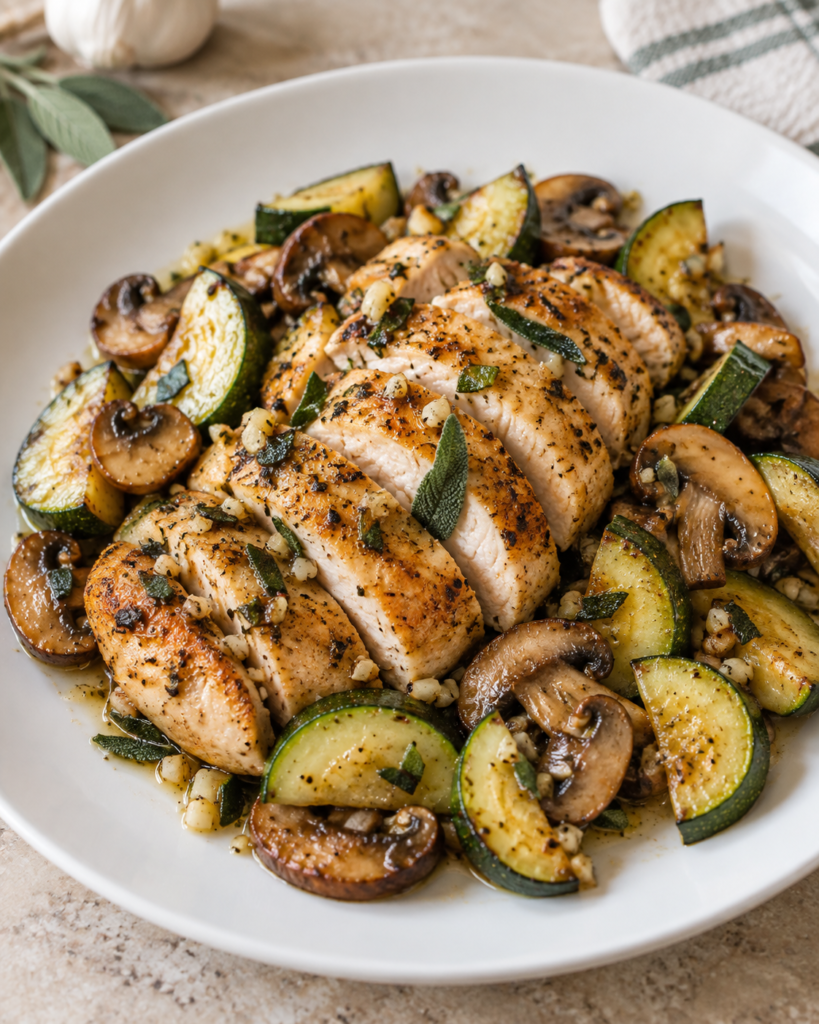 Sage Garlic Chicken with Zucchini & Mushroom