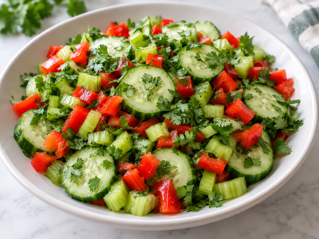 Cucumber, Bell Pepper & Cilantro Crunch Cups